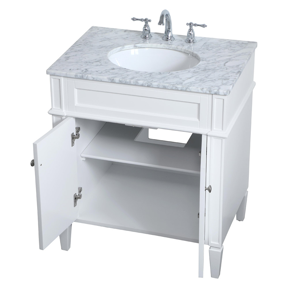 Elegant Single Bathroom Vanity Set - White, L 30" (VF12530WH)