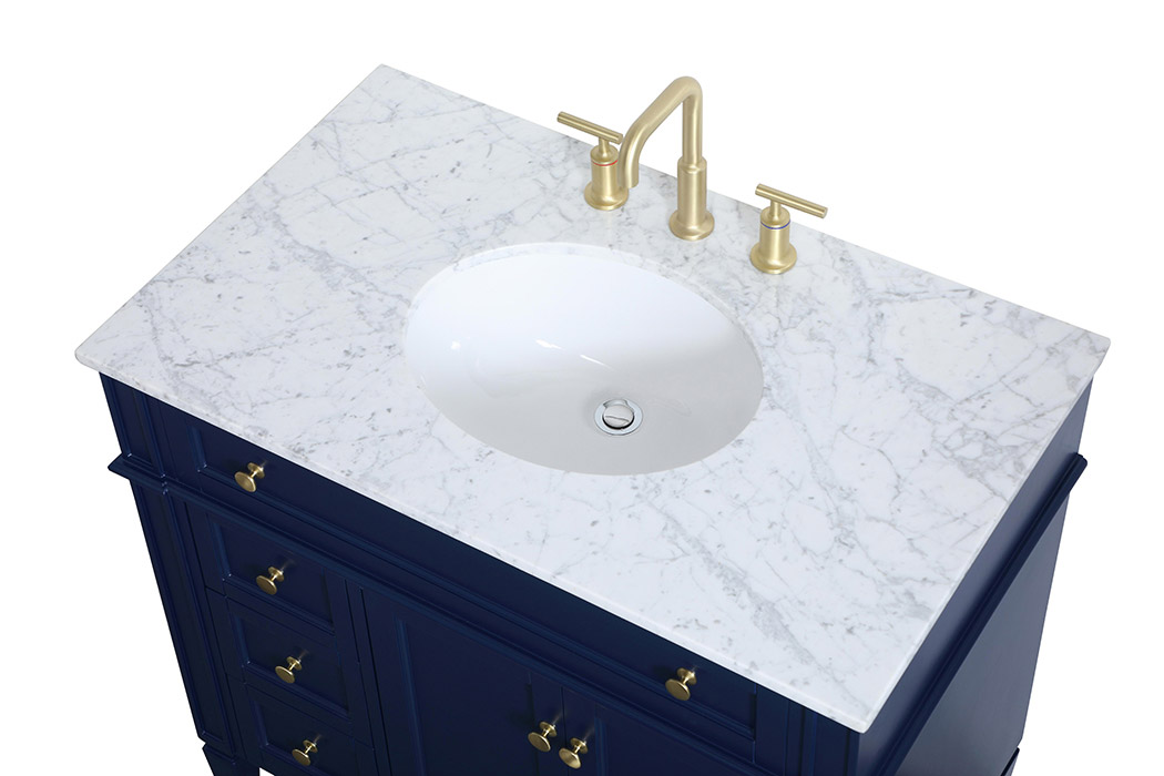 Elegant Single Bathroom Vanity Set - Blue, L 36" (VF12536BL)