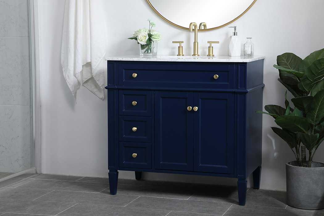 Elegant Single Bathroom Vanity Set - Blue, L 36" (VF12536BL)