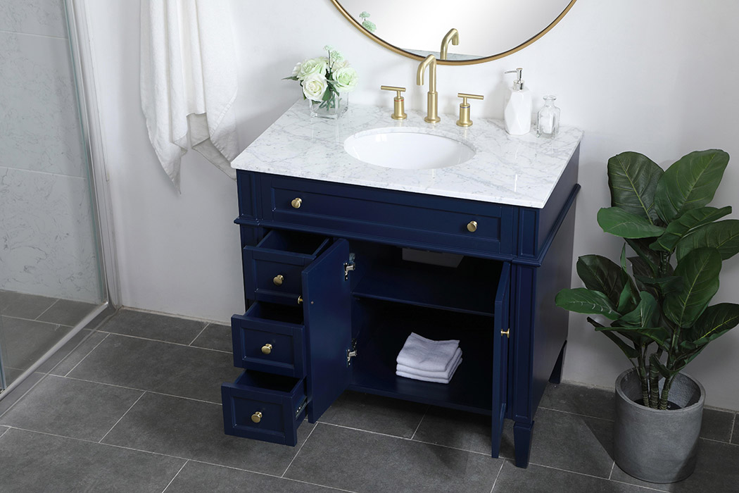 Elegant Single Bathroom Vanity Set - Blue, L 36" (VF12536BL)