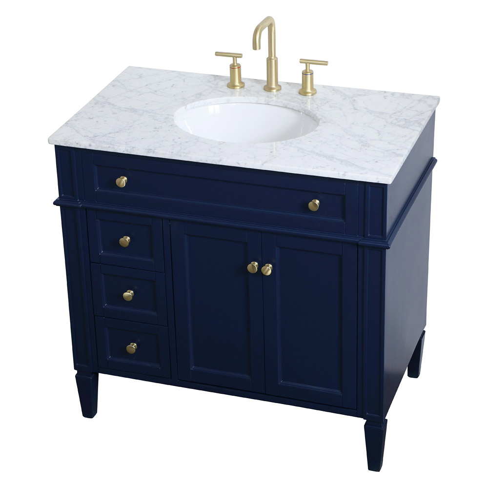 Elegant Single Bathroom Vanity Set - Blue, L 36" (VF12536BL)