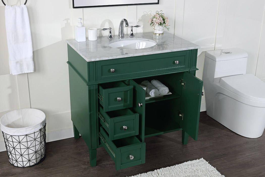 Elegant Single Bathroom Vanity Set - Green, L 36" (VF12536GN)