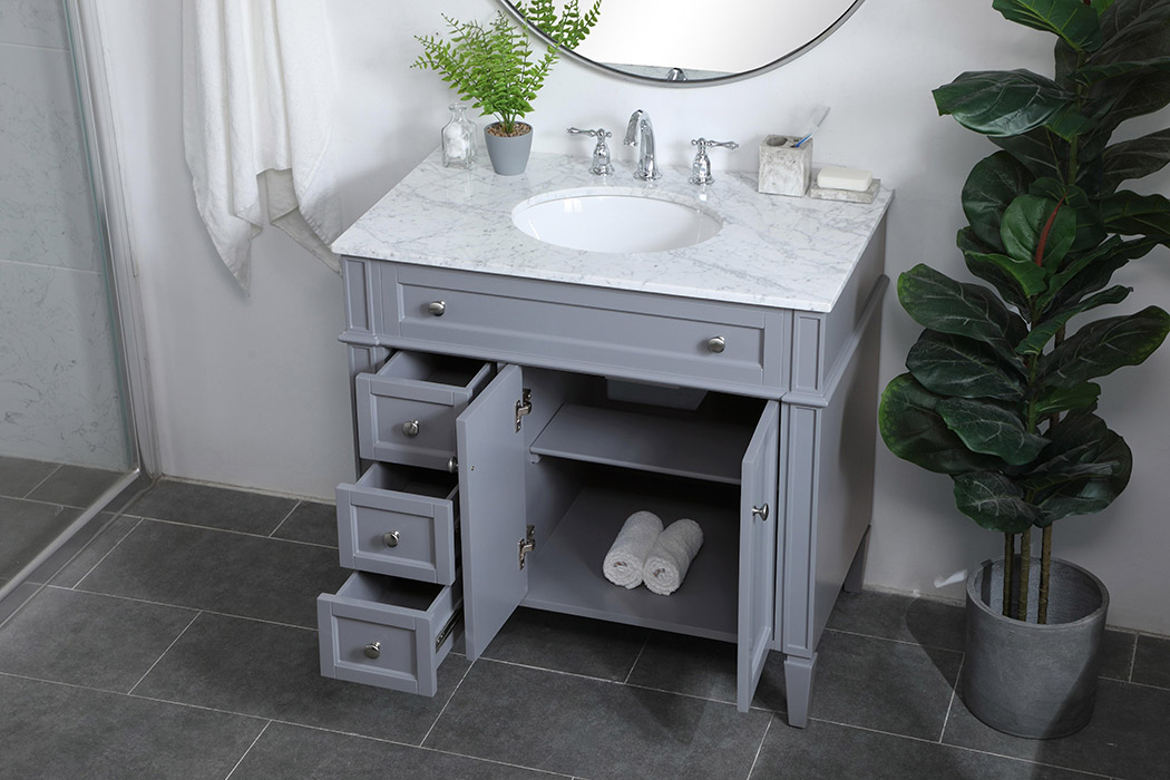 Elegant Single Bathroom Vanity Set - Gray, L 36" (VF12536GR)