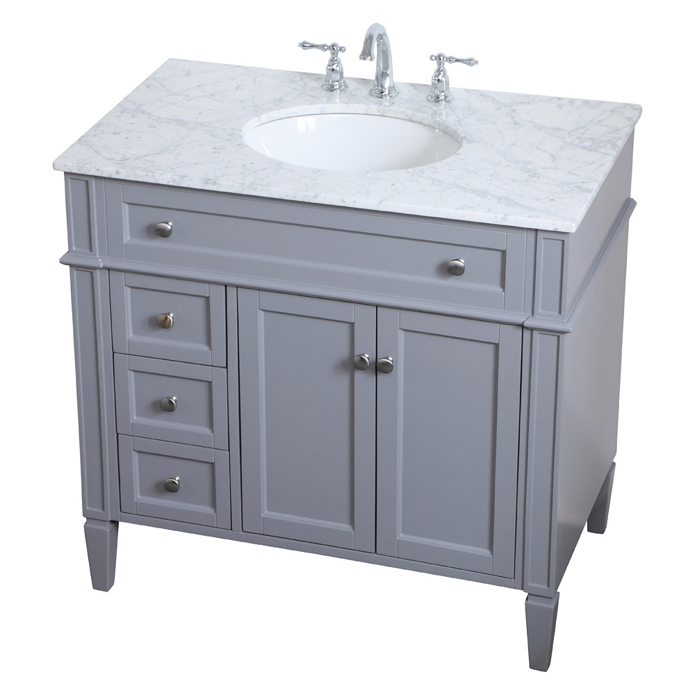 Elegant Single Bathroom Vanity Set - Gray, L 36" (VF12536GR)