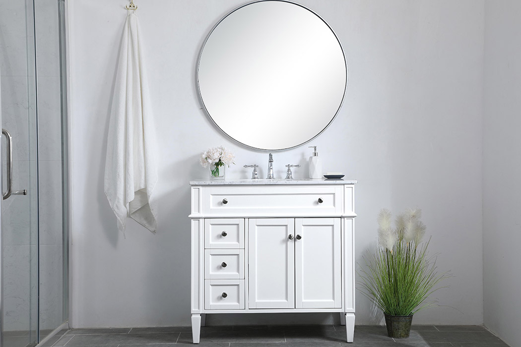 Elegant Single Bathroom Vanity Set - White, L 36" (VF12536WH)