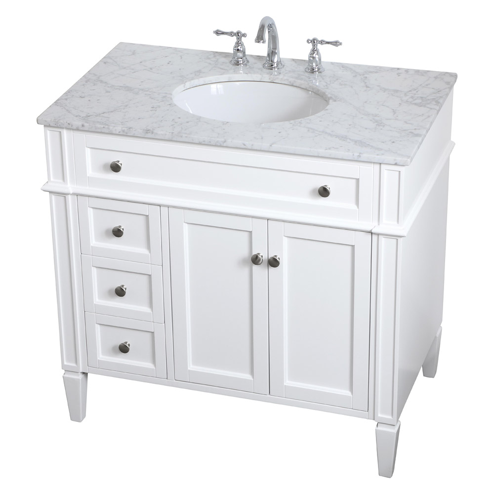 Elegant Single Bathroom Vanity Set - White, L 36" (VF12536WH)