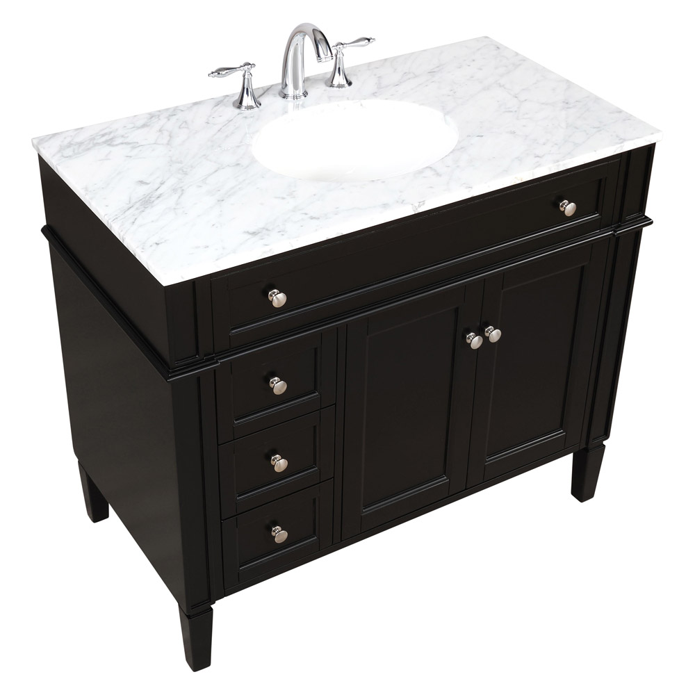 Elegant Single Bathroom Vanity Set - Black, L 40" (VF12540BK)