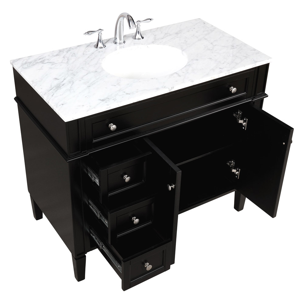 Elegant Single Bathroom Vanity Set - Black, L 40" (VF12540BK)