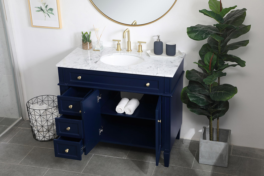 Elegant Single Bathroom Vanity Set - Blue, L 40" (VF12540BL)