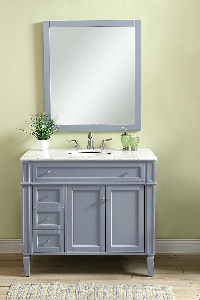 Elegant Single Bathroom Vanity Set - Gray, L 40" (VF12540GR)