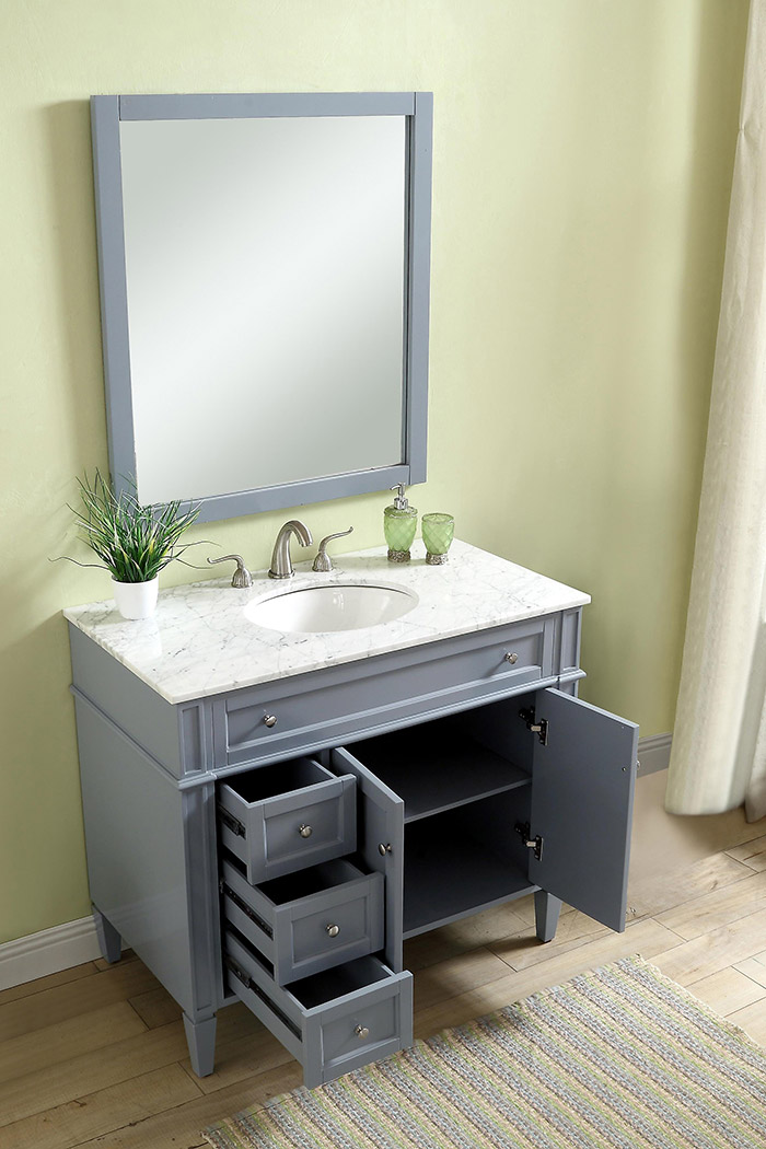 Elegant Single Bathroom Vanity Set - Gray, L 40" (VF12540GR)