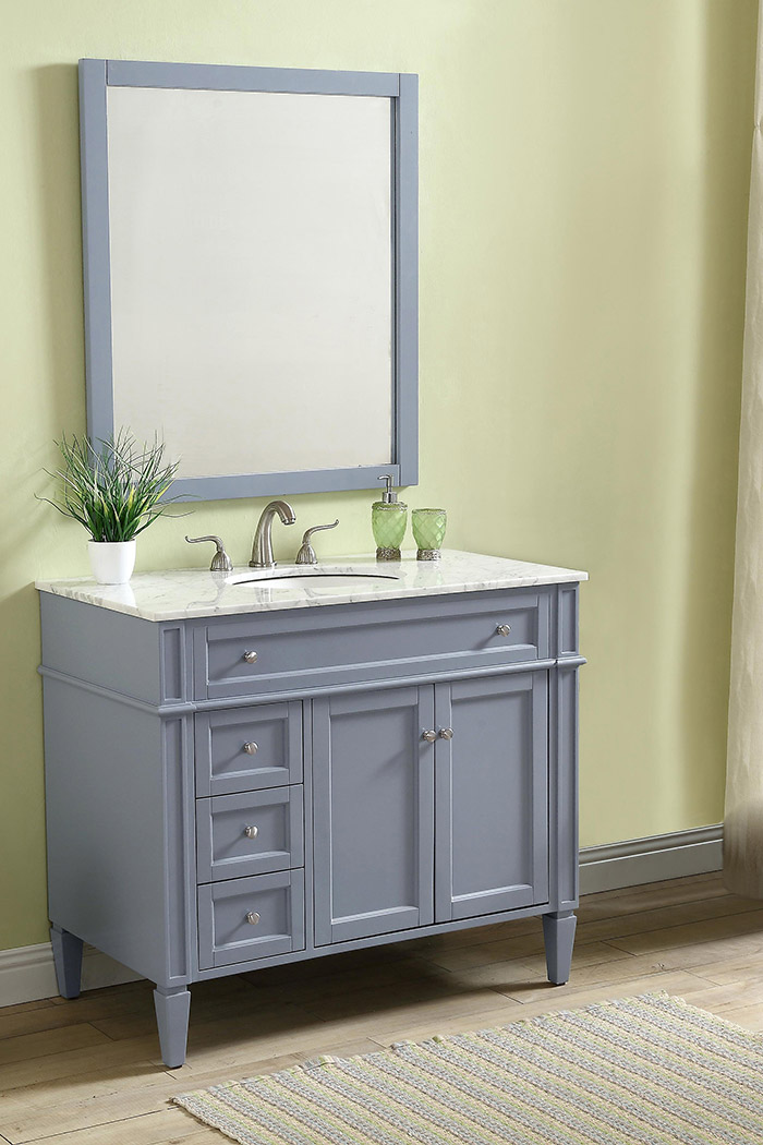 Elegant Single Bathroom Vanity Set - Gray, L 40" (VF12540GR)