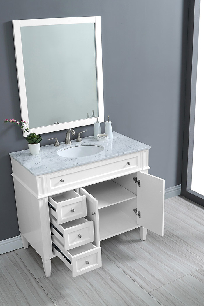 Elegant Single Bathroom Vanity Set - White, L 40" (VF12540WH)