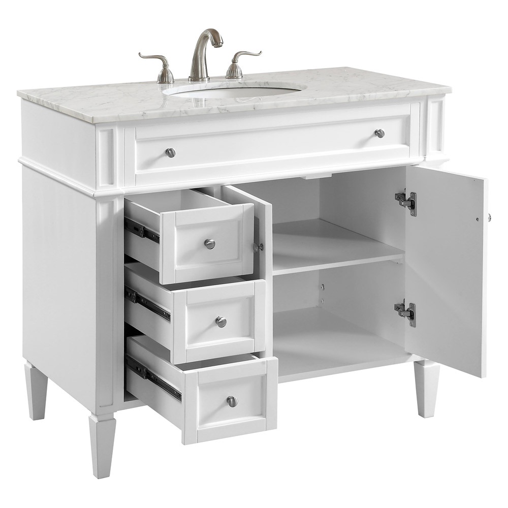 Elegant Single Bathroom Vanity Set - White, L 40" (VF12540WH)