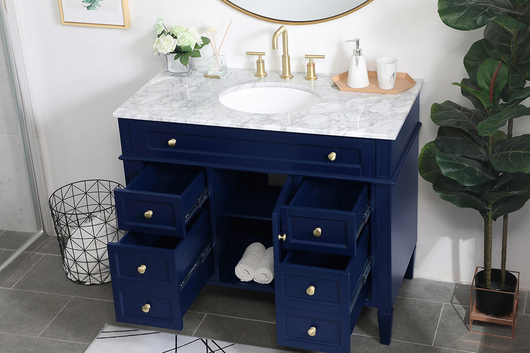 Elegant 42" Single Bathroom Vanity Set - Blue (VF12542BL)