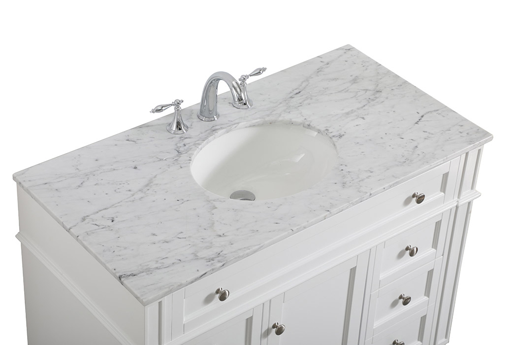 Elegant 42" Single Bathroom Vanity Set - White (VF12542WH)