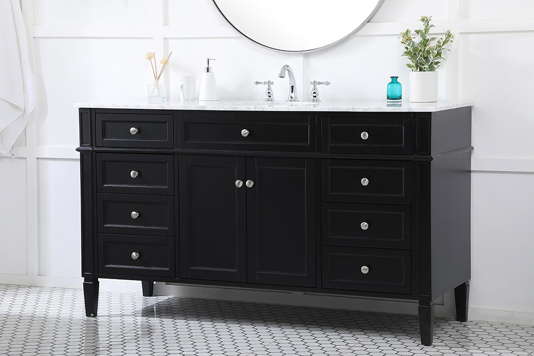 Elegant 60" Single Bathroom Vanity Set - Black (VF12560BK)