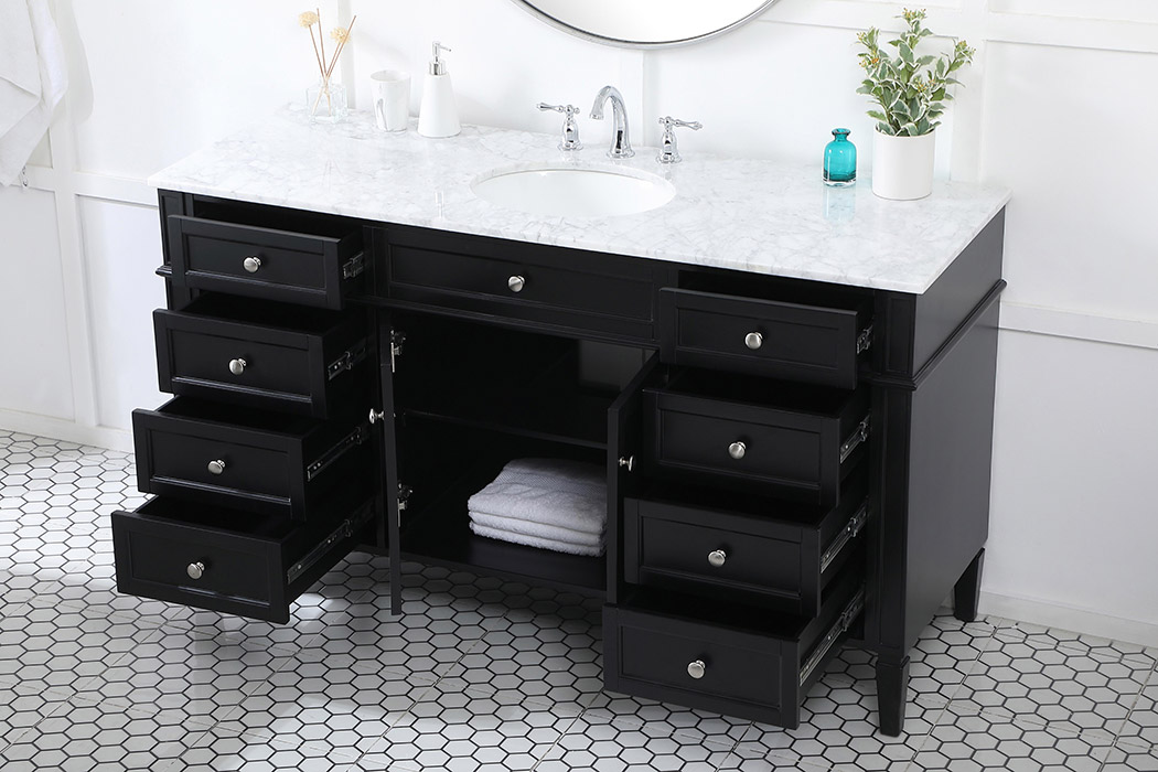 Elegant 60" Single Bathroom Vanity Set - Black (VF12560BK)