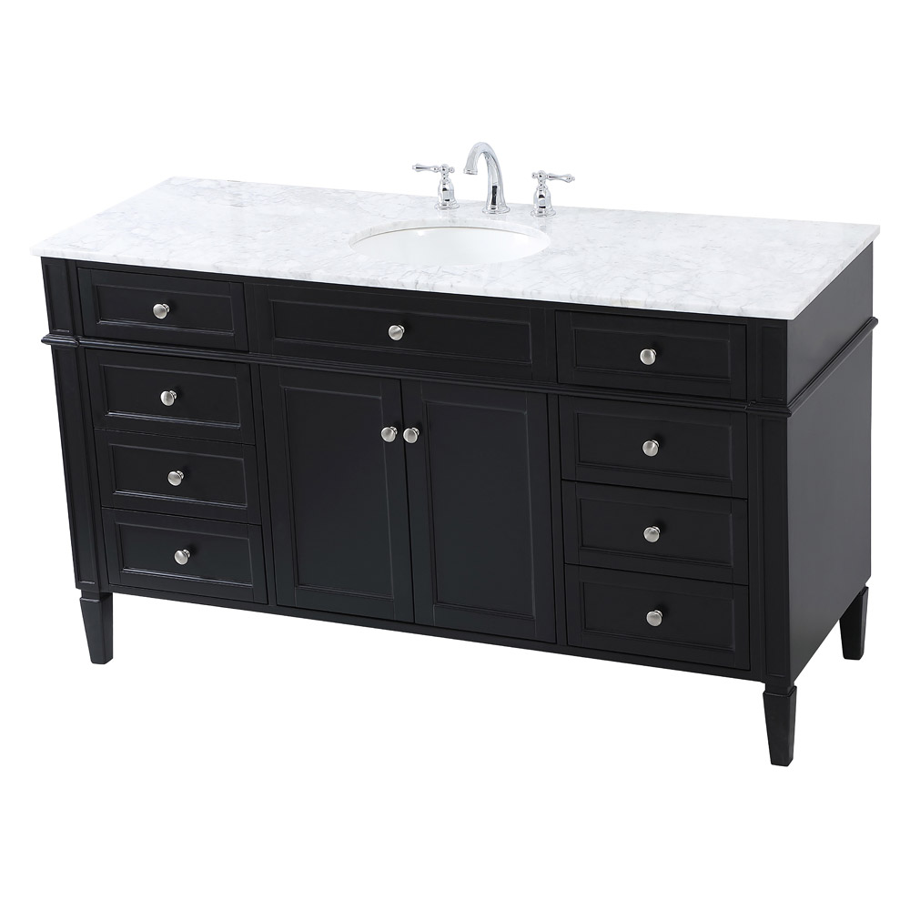 Elegant 60" Single Bathroom Vanity Set - Black (VF12560BK)