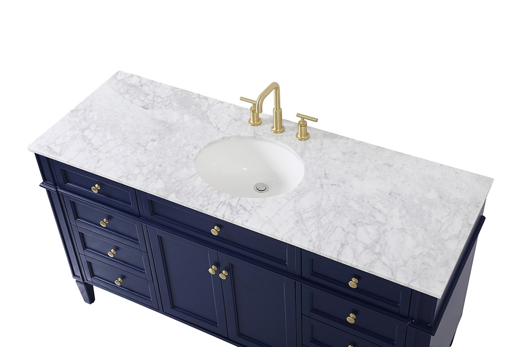 Elegant 60" Single Bathroom Vanity Set - Blue (VF12560BL)