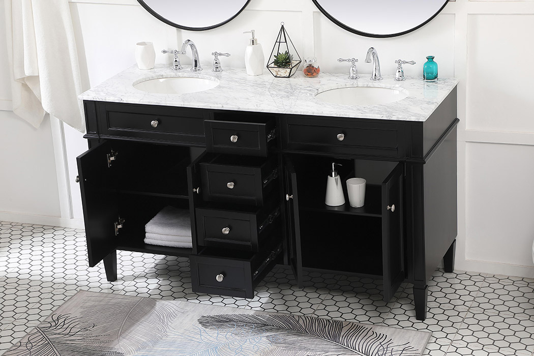 Elegant 60" Single Bathroom Vanity Set - Black (VF12560DBK)