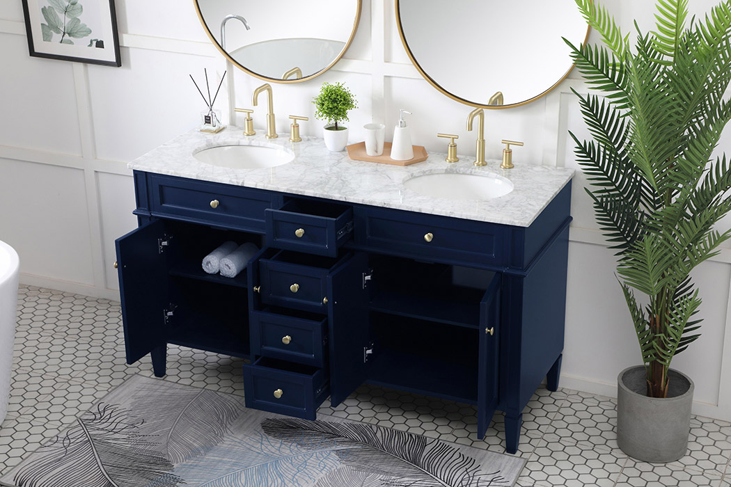 Elegant 60" Single Bathroom Vanity Set - Blue (VF12560DBL)