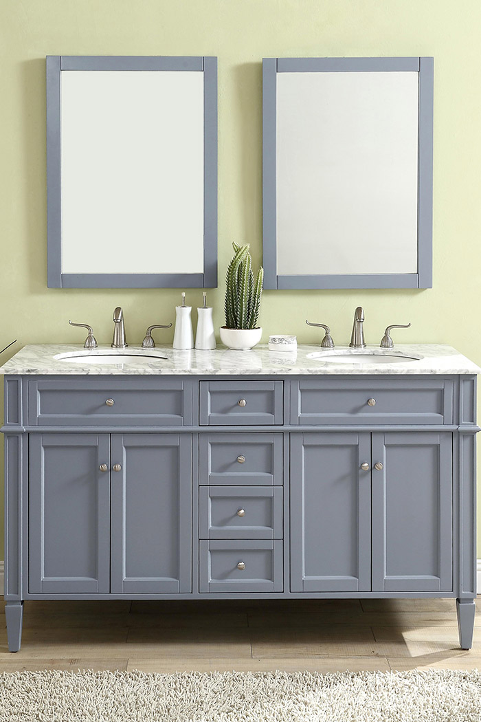 Elegant 60" Single Bathroom Vanity Set - Gray (VF12560DGR)