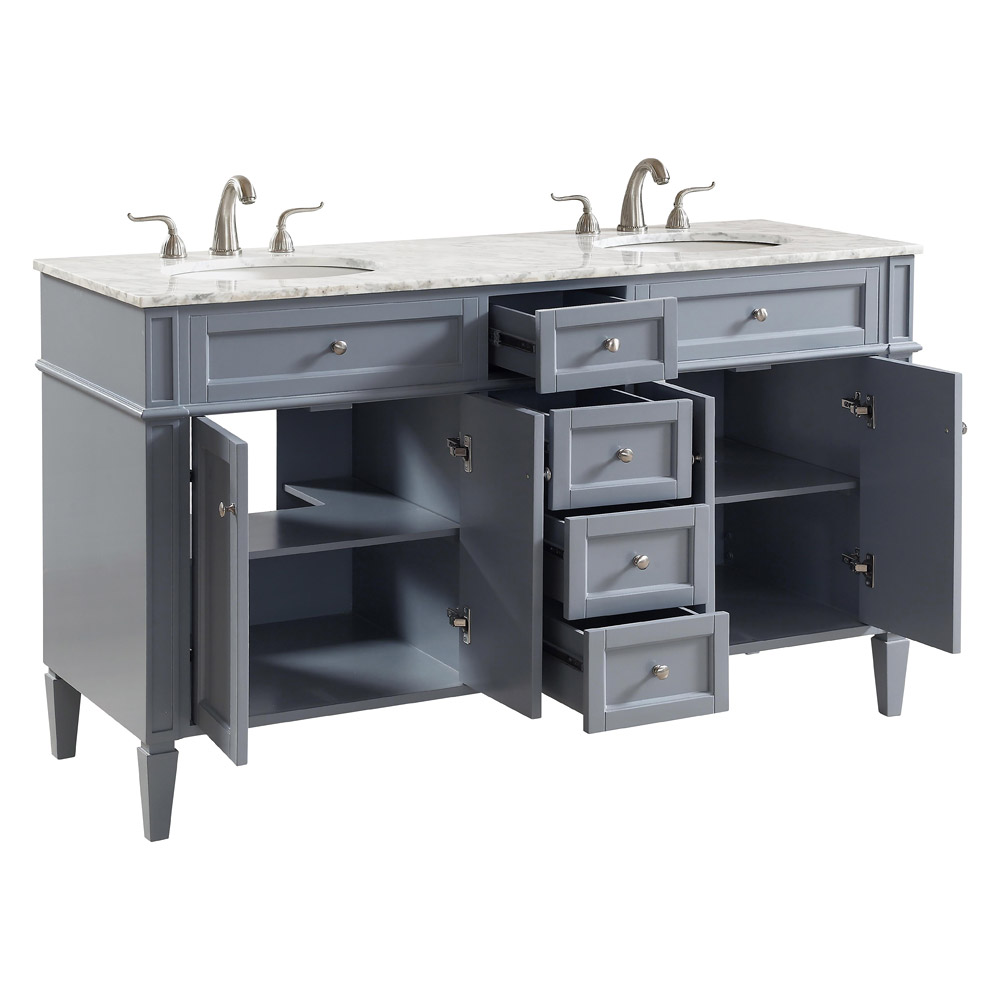 Elegant 60" Single Bathroom Vanity Set - Gray (VF12560DGR)