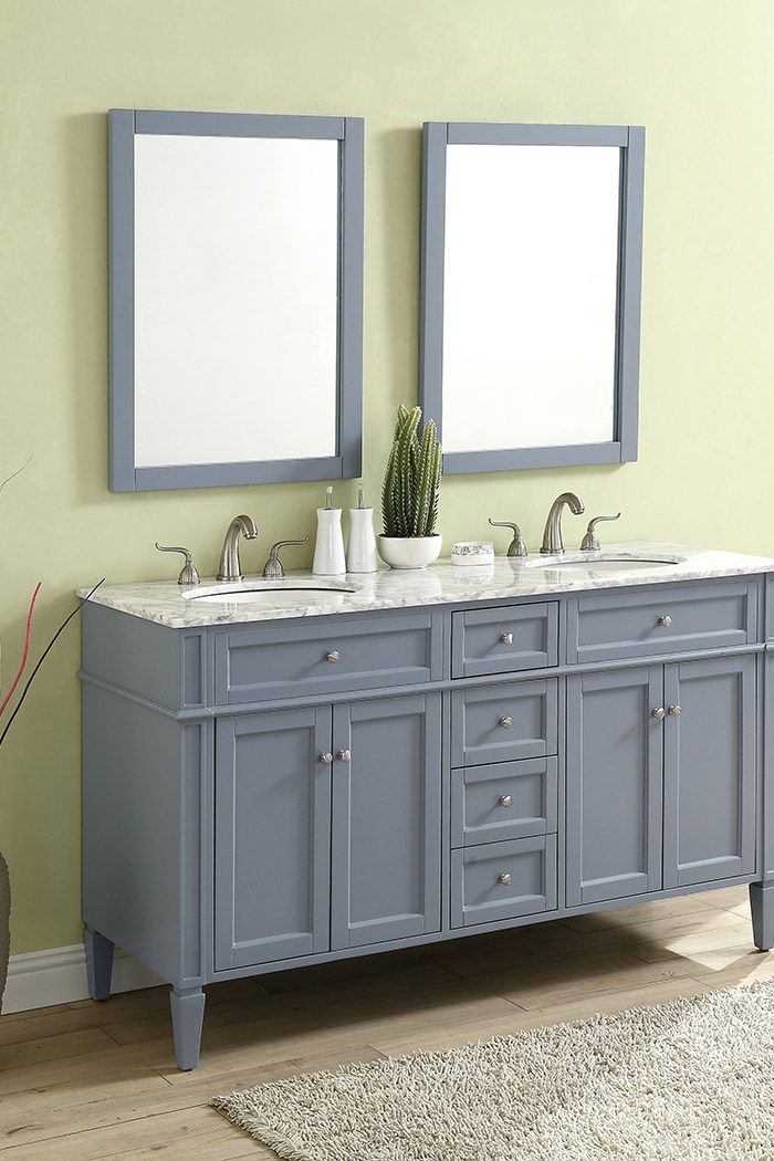 Elegant 60" Single Bathroom Vanity Set - Gray (VF12560DGR)