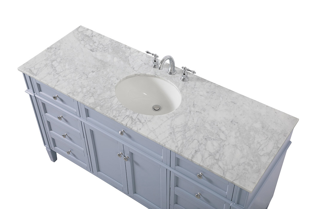 Elegant 60" Single Bathroom Vanity Set - Gray (VF12560GR)