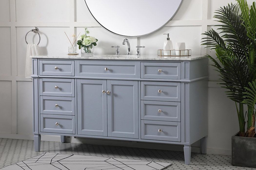 Elegant 60" Single Bathroom Vanity Set - Gray (VF12560GR)