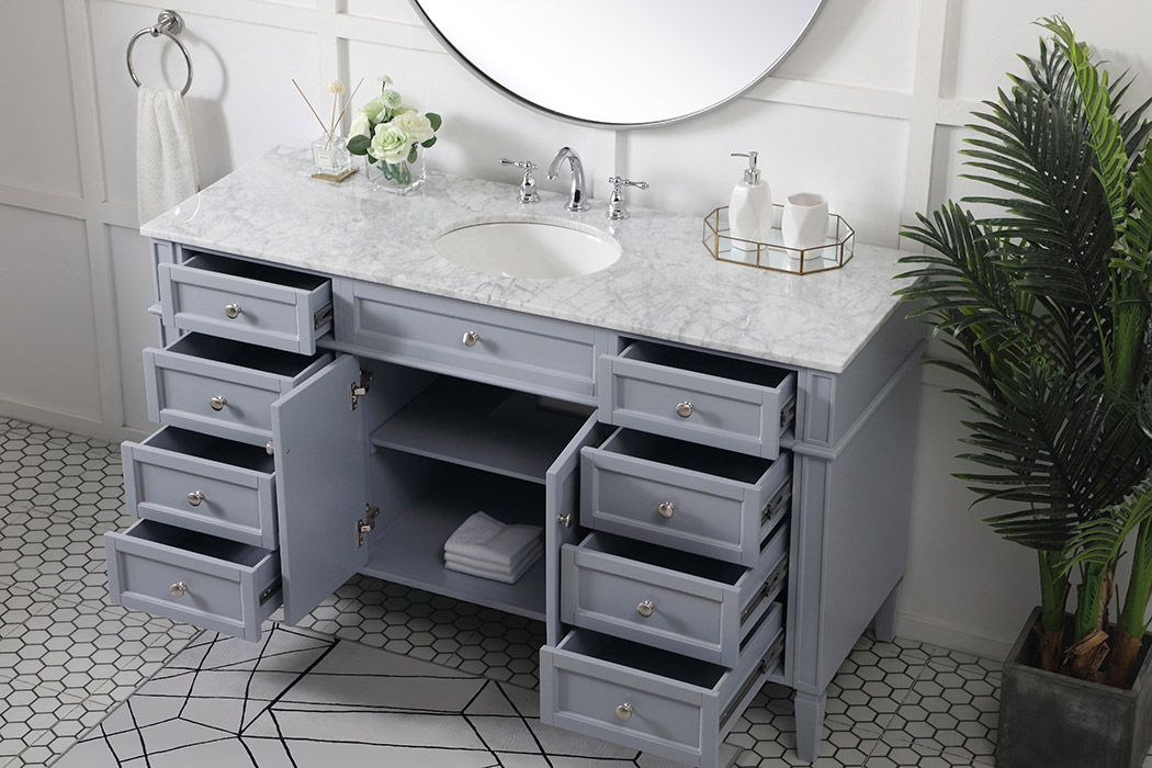 Elegant 60" Single Bathroom Vanity Set - Gray (VF12560GR)