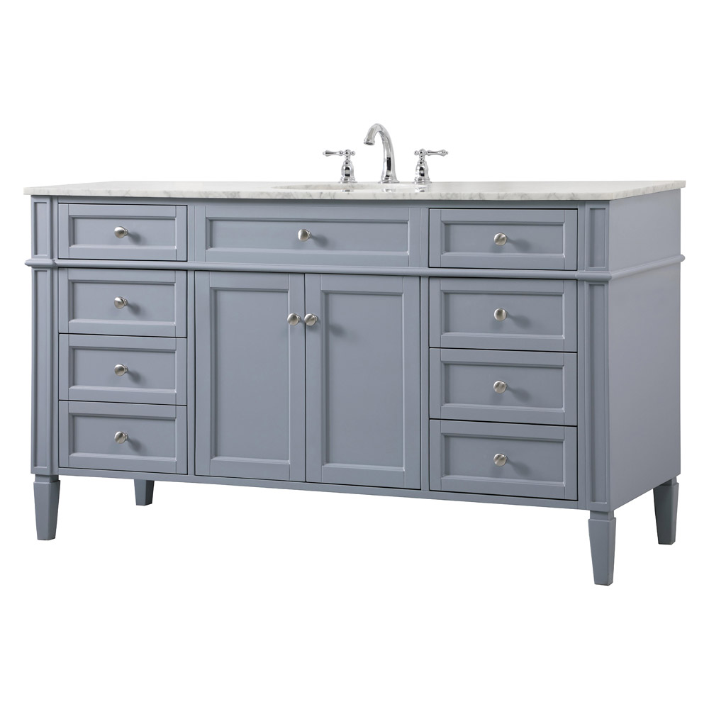 Elegant 60" Single Bathroom Vanity Set - Gray (VF12560GR)