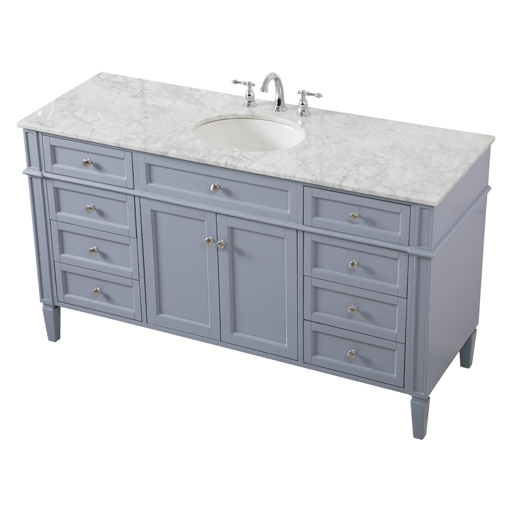 Elegant 60" Single Bathroom Vanity Set - Gray (VF12560GR)