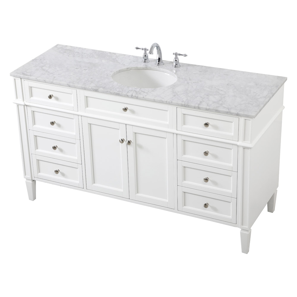 Elegant 60" Single Bathroom Vanity Set - White (VF12560WH)