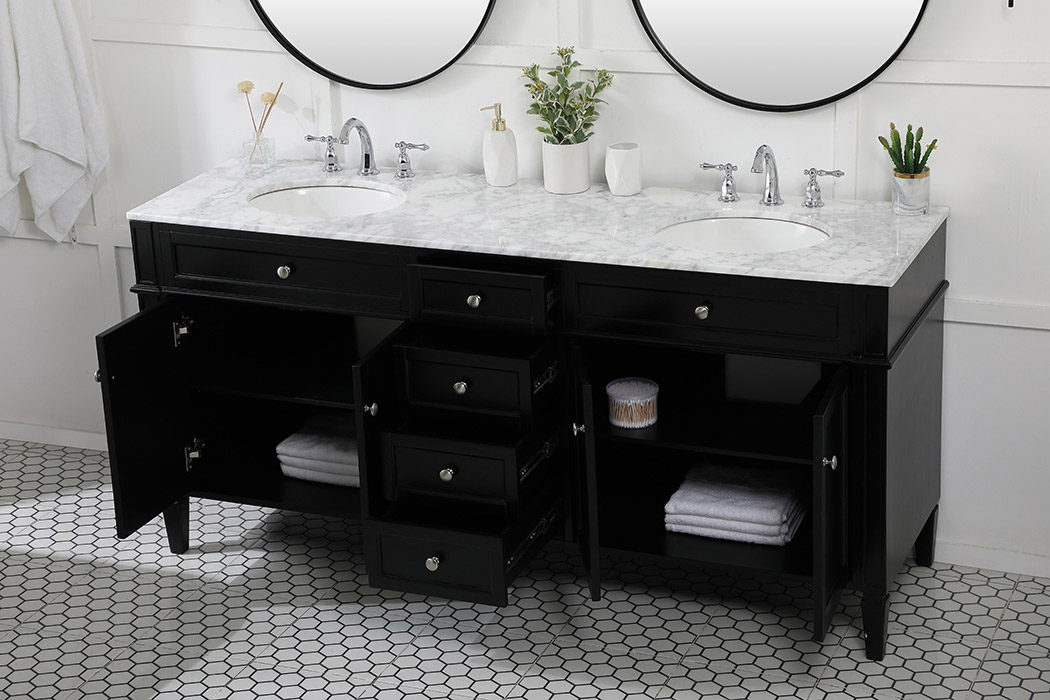 Elegant 60" Single Bathroom Vanity Set - Black (VF12572DBK)