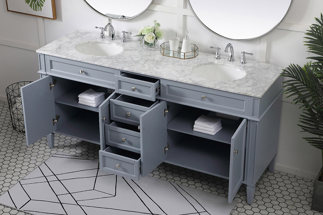 Elegant 60" Single Bathroom Vanity Set - Gray (VF12572DGR)