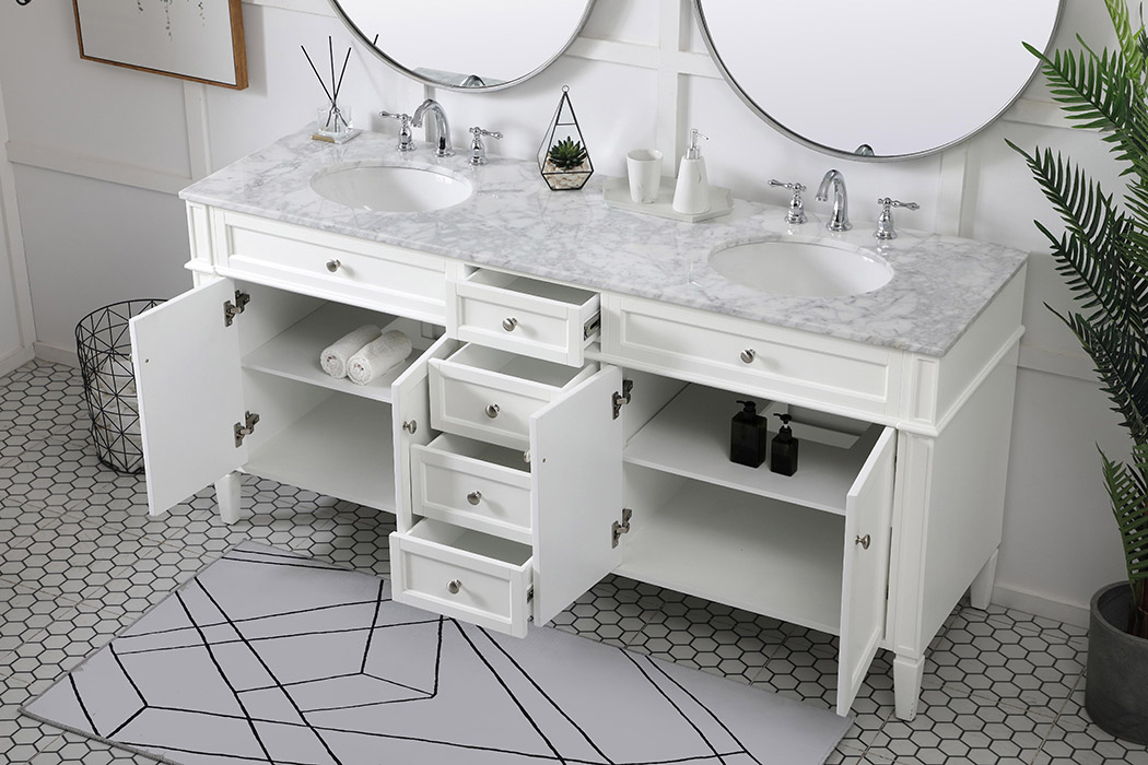 Elegant 60" Single Bathroom Vanity Set - White (VF12572DWH)