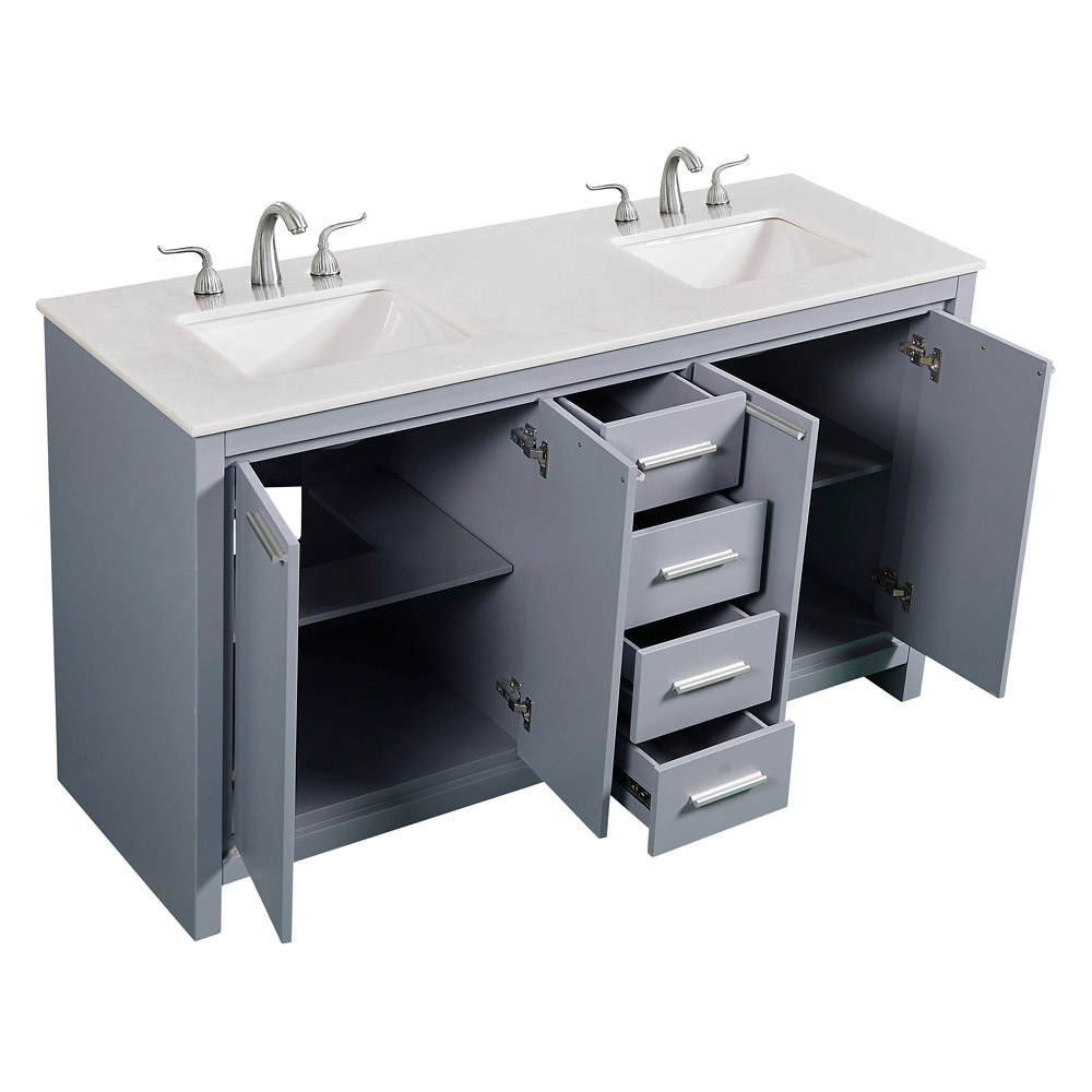 Elegant Bathroom Vanity - Gray (VF12860DGR)