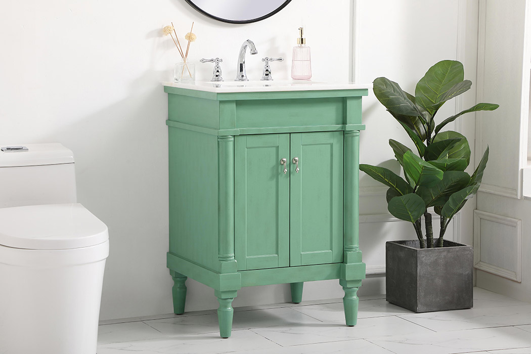 Elegant Bathroom Vanity - Vintage Mint, L 24" (VF13024VM)