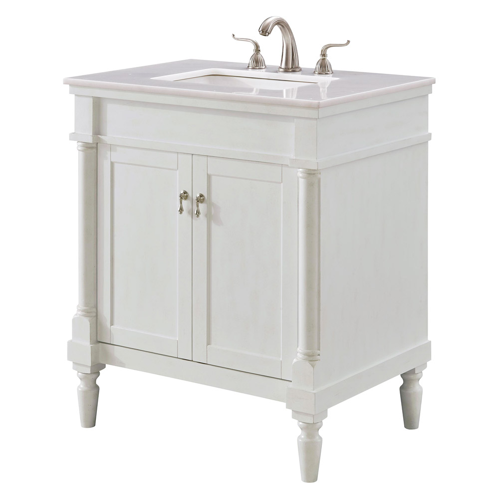 Elegant Bathroom Vanity - Antique White, L 30" (VF13030AW)