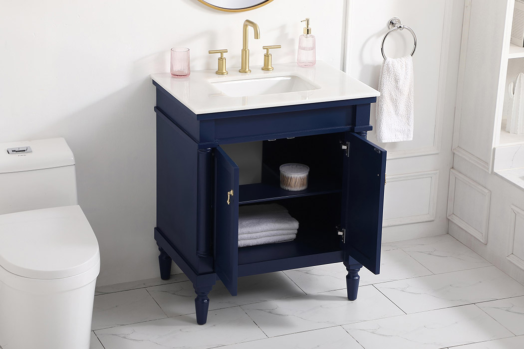 Elegant Bathroom Vanity - Blue, L 30" (VF13030BL)