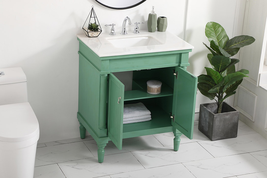 Elegant Bathroom Vanity - Vintage Mint, L 30" (VF13030VM)