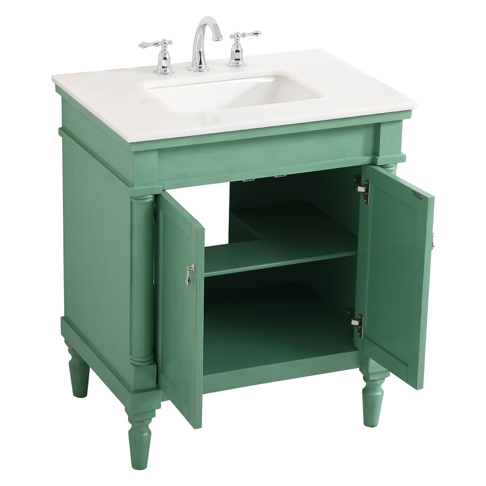 Elegant Bathroom Vanity - Vintage Mint, L 30" (VF13030VM)