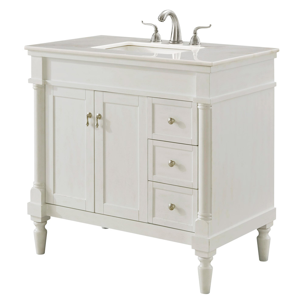 Elegant Bathroom Vanity - Antique White (VF13036AW)