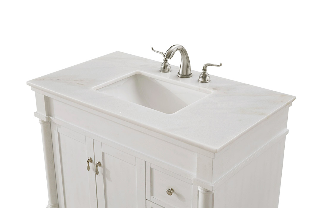 Elegant Bathroom Vanity - Antique White (VF13036AW)