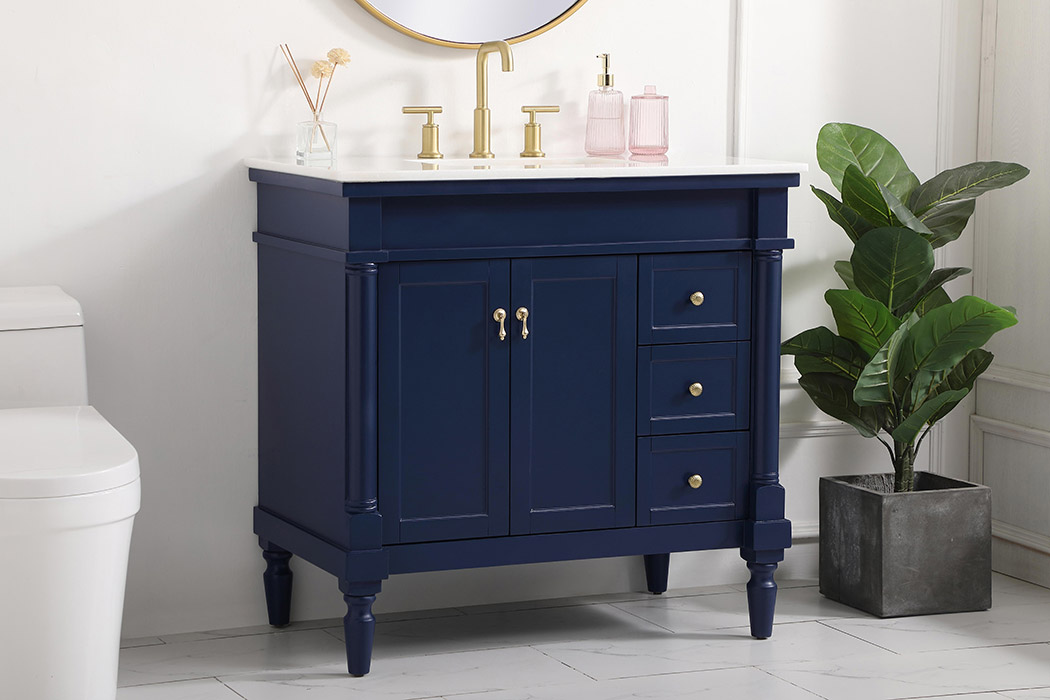 Elegant Bathroom Vanity - Blue (VF13036BL)