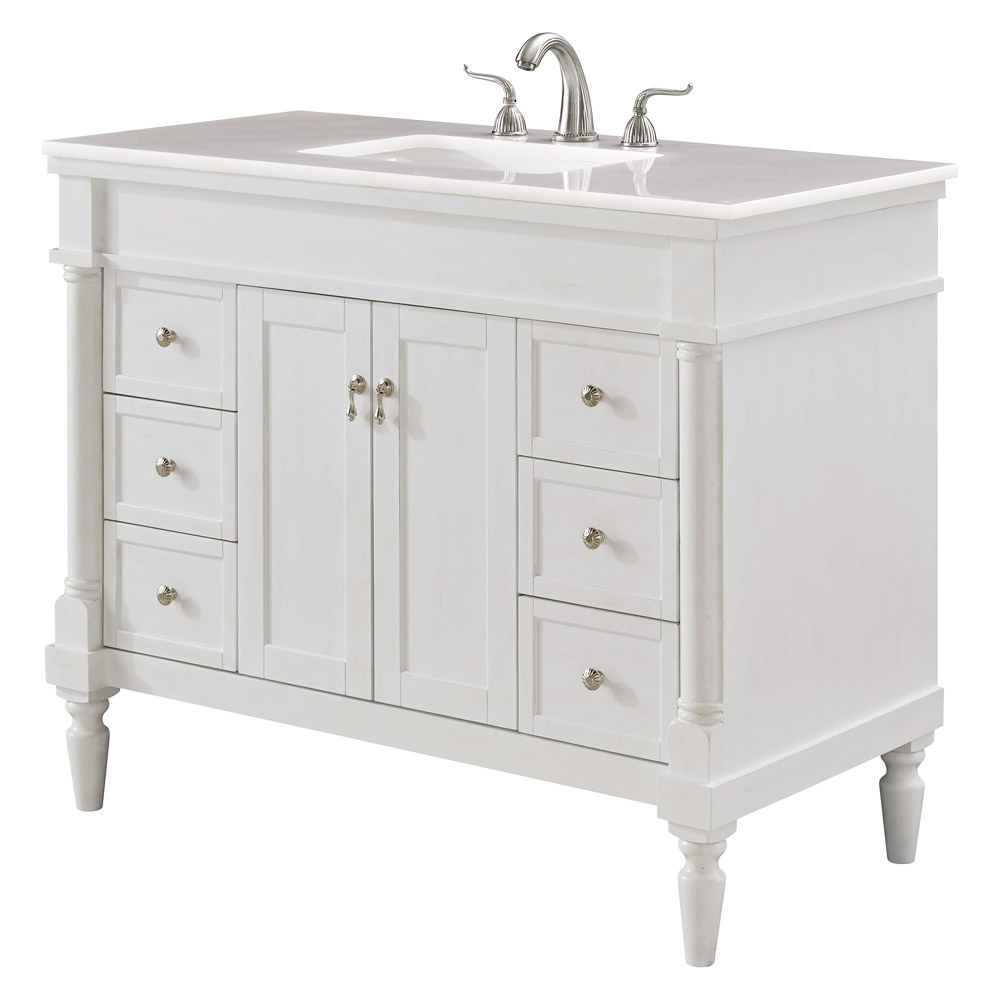 Elegant Bathroom Vanity - Antique White, L 42" (VF13042AW)