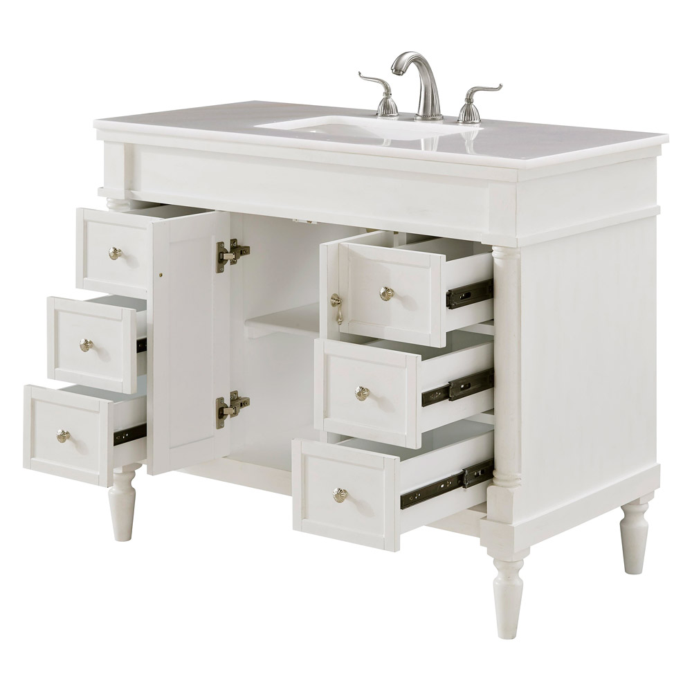 Elegant Bathroom Vanity - Antique White, L 42" (VF13042AW)