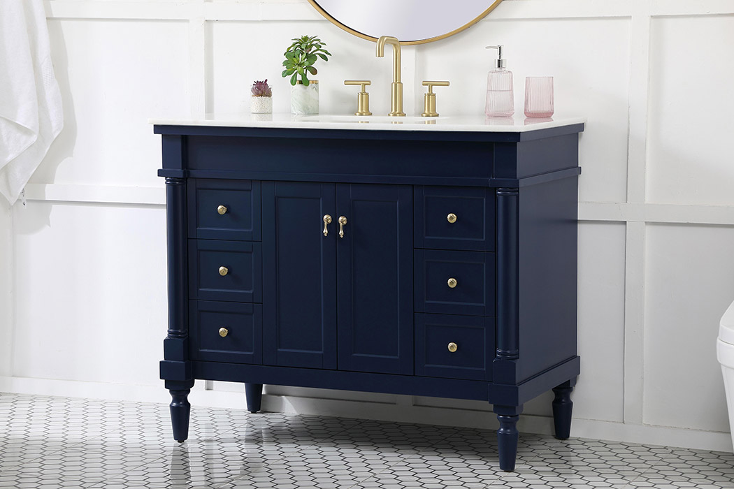 Elegant Bathroom Vanity - Blue, L 42" (VF13042BL)